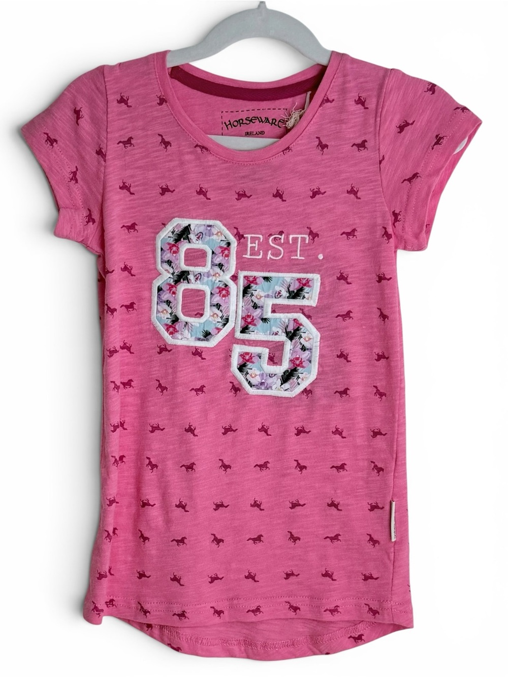Horseware Ireland Girls Pink Horse Print Graphic T-Shirt | Size 5–6 Y | NWT